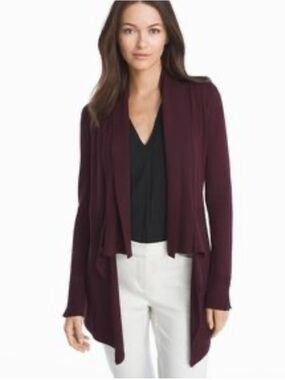 Women's Draped Open-Front Cardigan Sweater - Burgundy